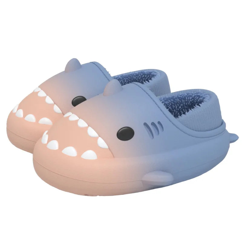 Shark Plush Slippers for Women Men Autumn and Winter Warm Cartoon Cotton Slipper Non-Slip Waterproof Outdoor Home Shoes