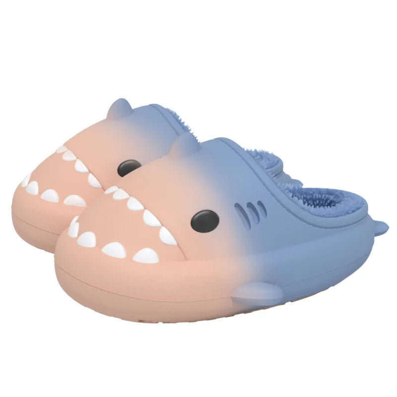 Shark Plush Slippers for Women Men Autumn and Winter Warm Cartoon Cotton Slipper Non-Slip Waterproof Outdoor Home Shoes