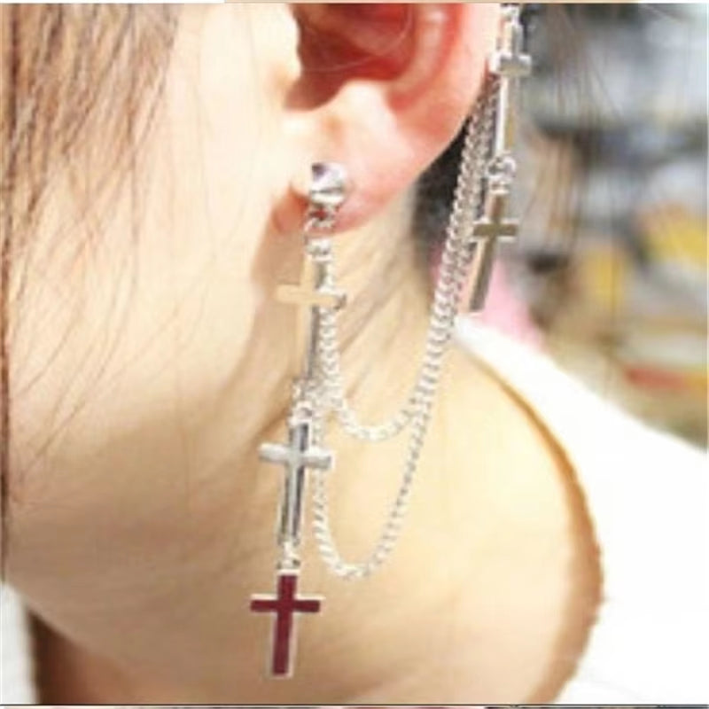 1Pc Cross Tassel Long Chain Earrings for Women Girls Gothic Punk Rock Style Fashion Jewelry Accessories Party Gift Cool Thing