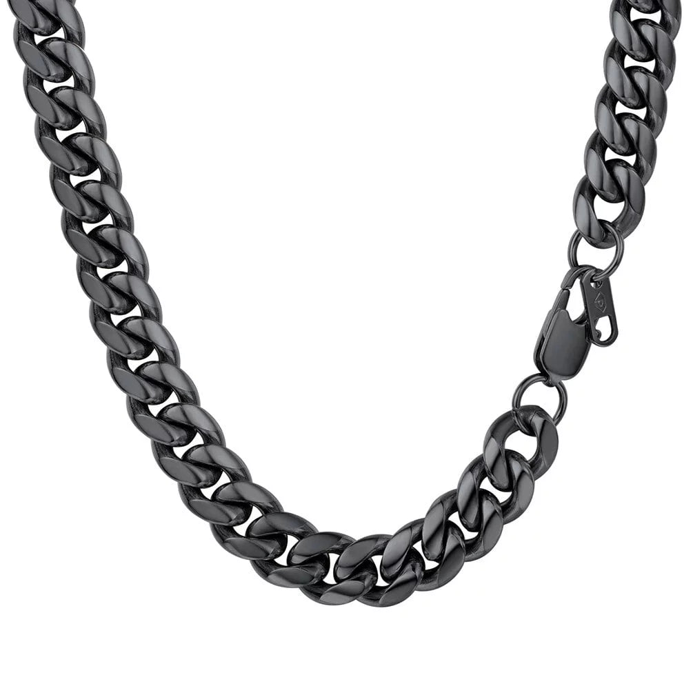 4.8/6/10/14Mm Wide Mens Stainless Steel Gold/Silver/Black Chain Cuban Curb Necklace 14"-30"