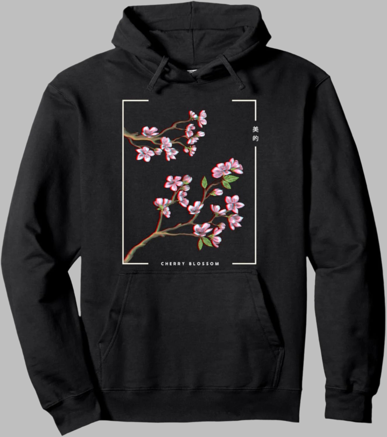 Japanese Aesthetic Vaporwave Cherry Blossom Glitch Anime Pullover Hoodie