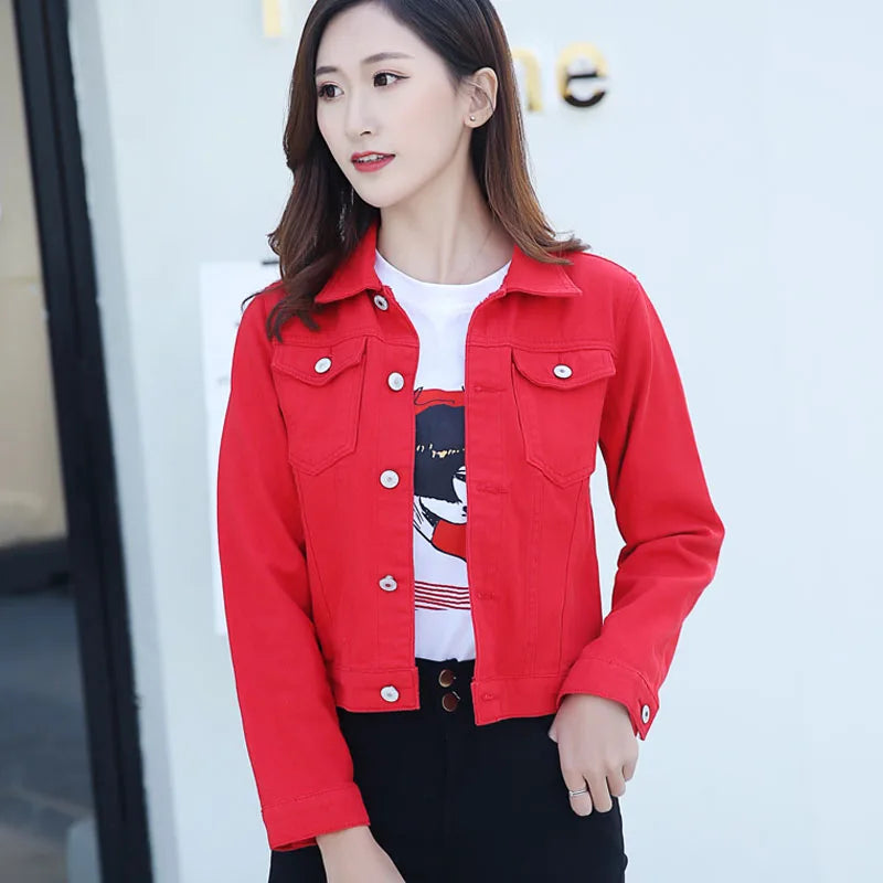 New Long Sleeve Winter Slim White Black Jeans Top for Women Solid Denim Jacket Women Short Overcoat Ladies Jackets Tops