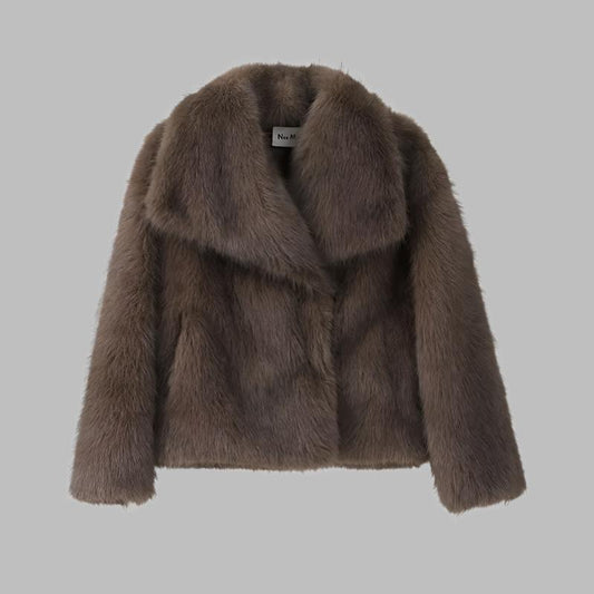 2024 Winter New Fashion Gradient Fluffy Fur Coat Women High Street Luxury Big Fur Collar Faux Fox Fur Jacket Female Overcoats