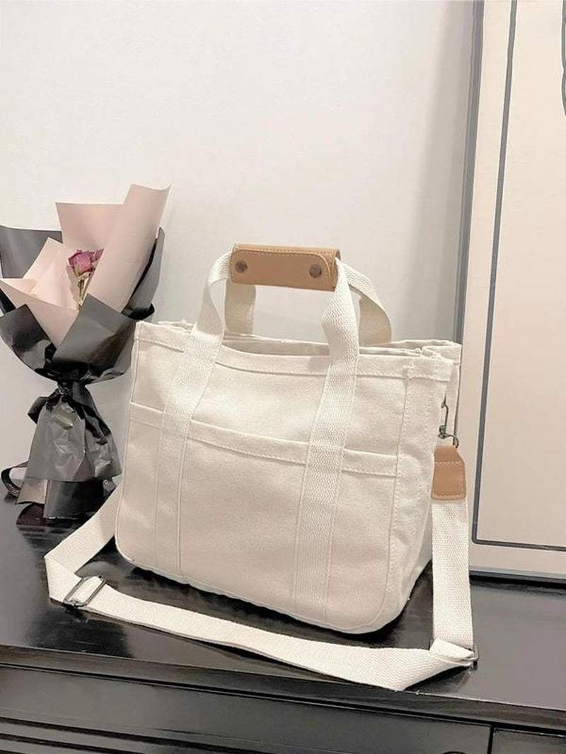 2024 New Style Canvas Tote Bag for School, Tote Bag for Women, Removable Bottom Compartment Work Bags, Large Capacity Oversize Summer Shoulder Crossbody Bag for Daily & Back to School, Fall Outfits, Fall Freshness