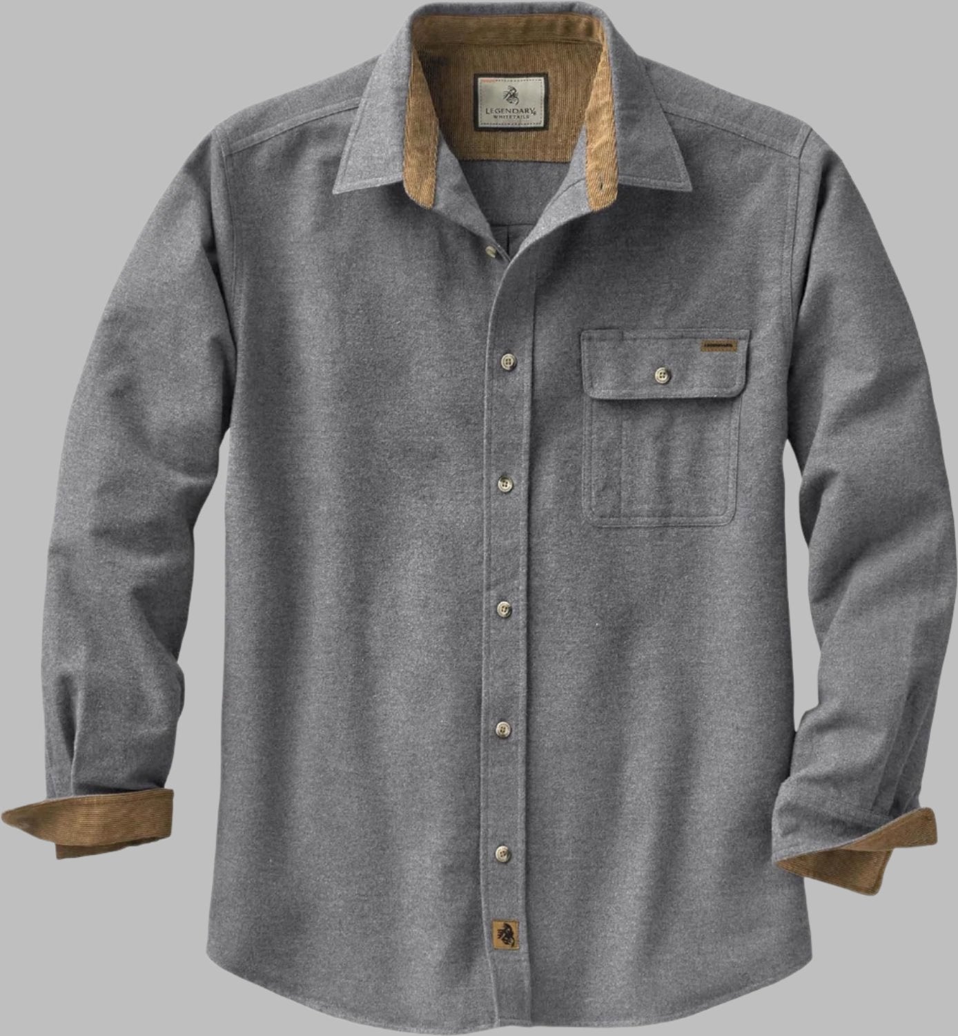 Men'S Buck Camp Flannel, Long Sleeve Plaid Button down Casual Shirt, Corduroy Cuffs