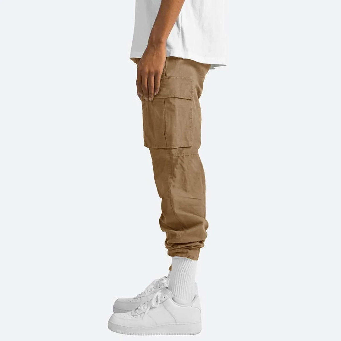 Cargo Pants Men- Solid Casual Multiple Pockets Outdoor Straight Type Fitness Pants Cargo Pants Trousers Khaki