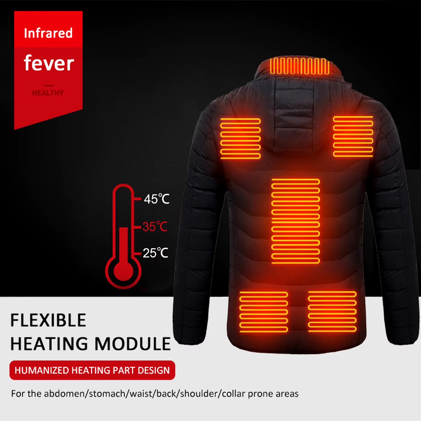 Men'S Women'S USB Heated Jackets Winter Outdoor Electric Heating Jackets Warm Thermal Coat Clothing Heatable Vest Black Blue Red