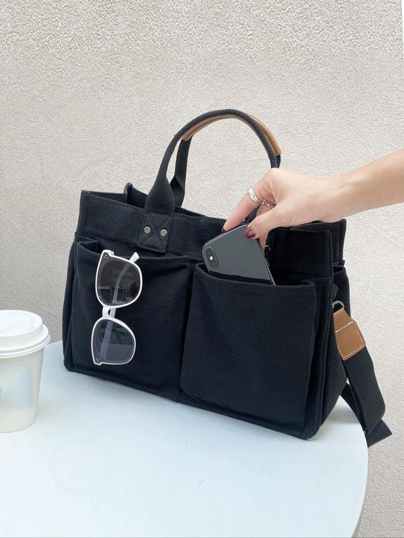 2024 New Style Canvas Tote Bag for School, Tote Bag for Women, Removable Bottom Compartment Work Bags, Large Capacity Oversize Summer Shoulder Crossbody Bag for Daily & Back to School, Fall Outfits, Fall Freshness