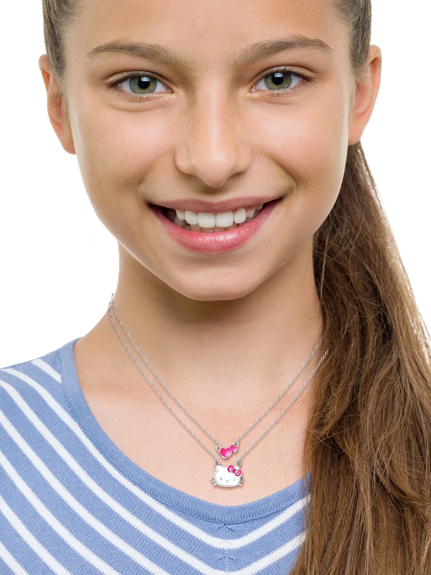 Sanrio Girl'S/Tween  Silver-Tone Enamel Hearts Double Necklace