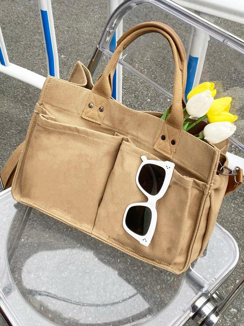 2024 New Style Canvas Tote Bag for School, Tote Bag for Women, Removable Bottom Compartment Work Bags, Large Capacity Oversize Summer Shoulder Crossbody Bag for Daily & Back to School, Fall Outfits, Fall Freshness