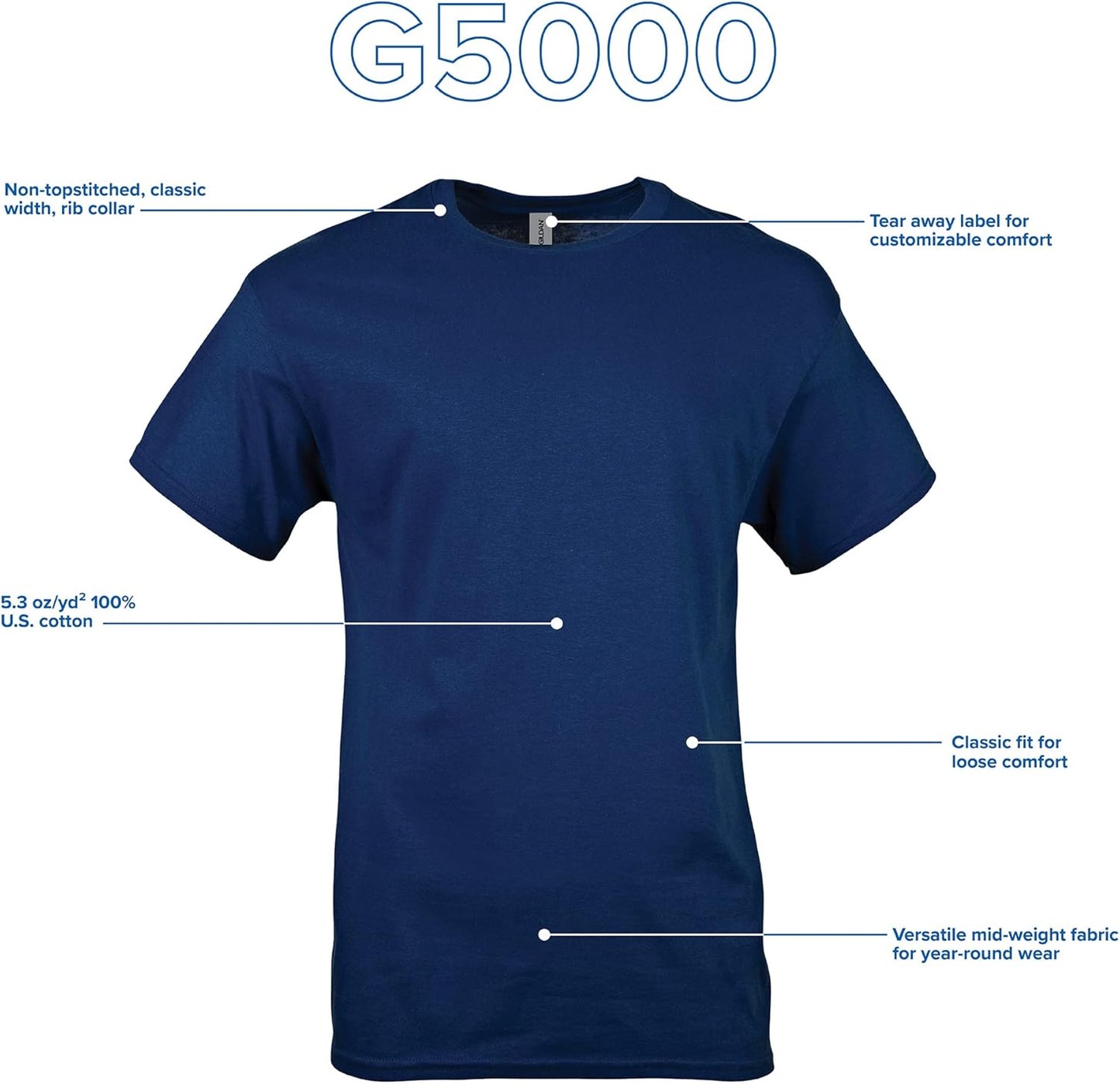 Unisex Adult Heavy Cotton T-Shirt, Style G5000, Multipack