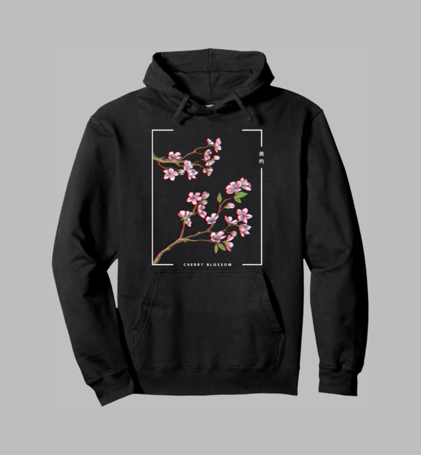 Japanische Ästhetik Vaporwave Cherry Blossom Glitch Anime Hoodie