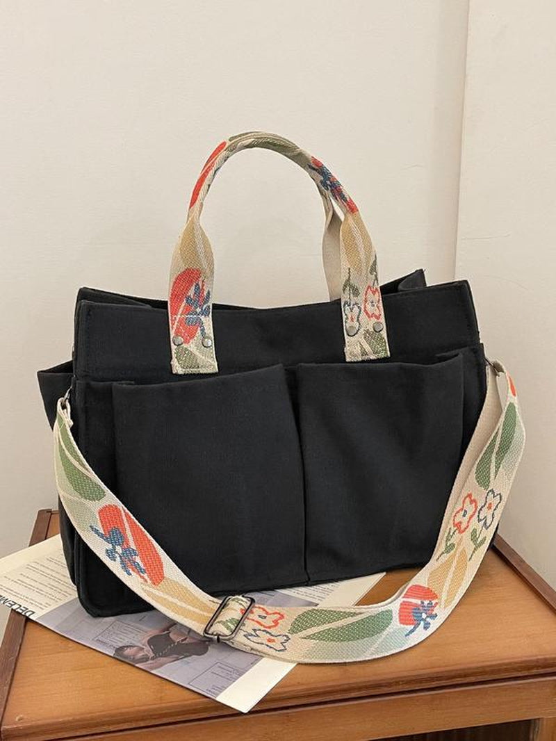 2024 New Style Canvas Tote Bag for School, Tote Bag for Women, Removable Bottom Compartment Work Bags, Large Capacity Oversize Summer Shoulder Crossbody Bag for Daily & Back to School, Fall Outfits, Fall Freshness