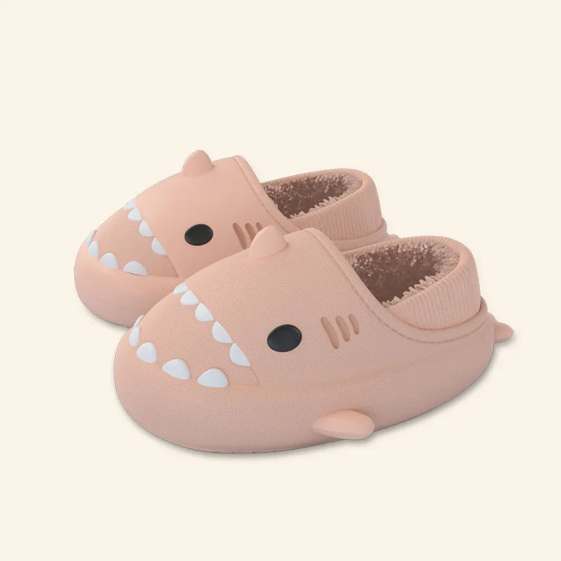 Shark Plush Slippers for Women Men Autumn and Winter Warm Cartoon Cotton Slipper Non-Slip Waterproof Outdoor Home Shoes