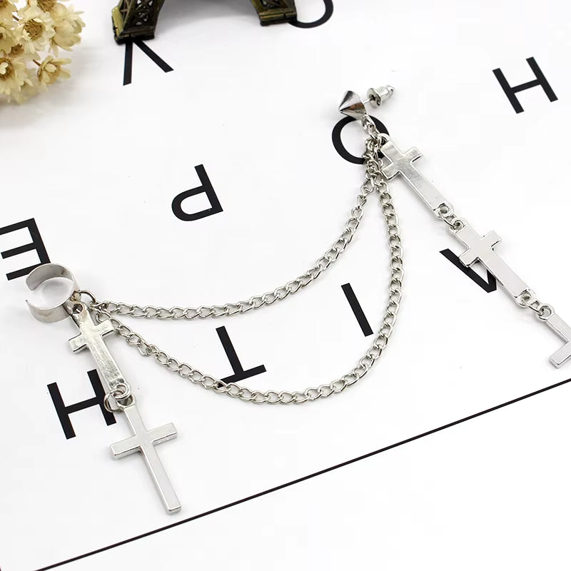 1Pc Cross Tassel Long Chain Earrings for Women Girls Gothic Punk Rock Style Fashion Jewelry Accessories Party Gift Cool Thing