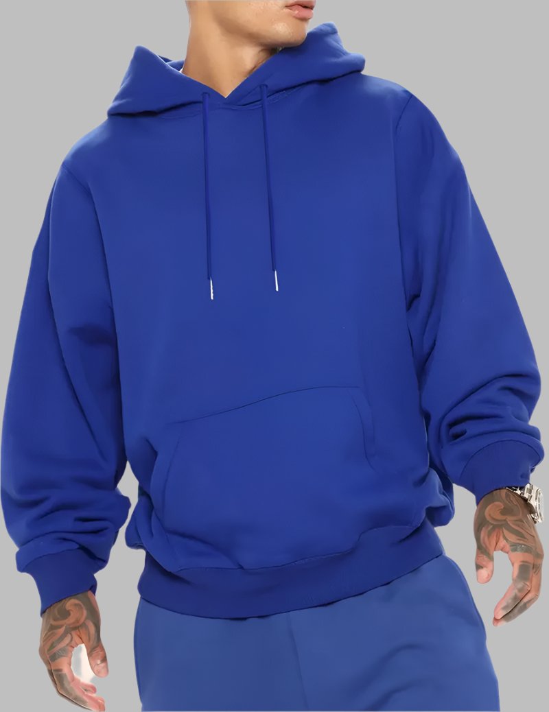 Men'S Solid Color Hooded Jumper