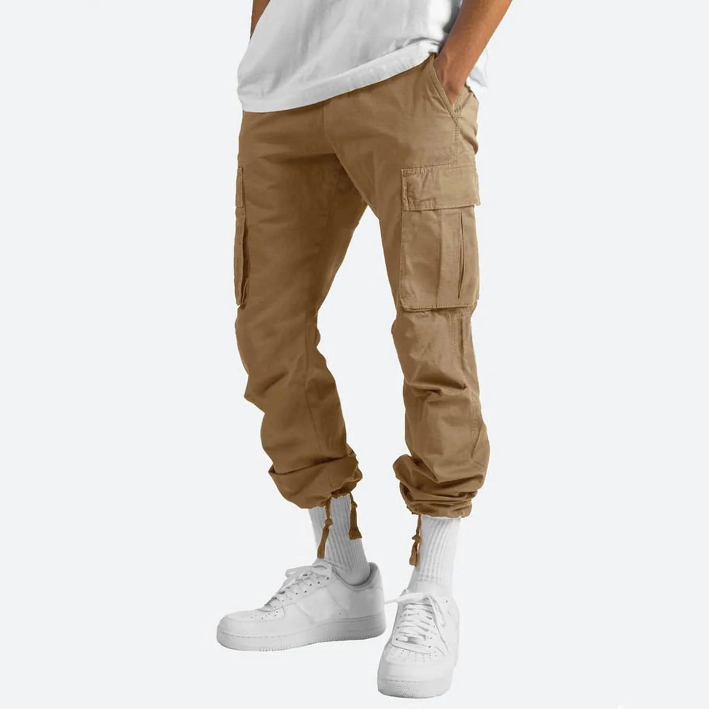 Cargo Pants Men- Solid Casual Multiple Pockets Outdoor Straight Type Fitness Pants Cargo Pants Trousers Khaki