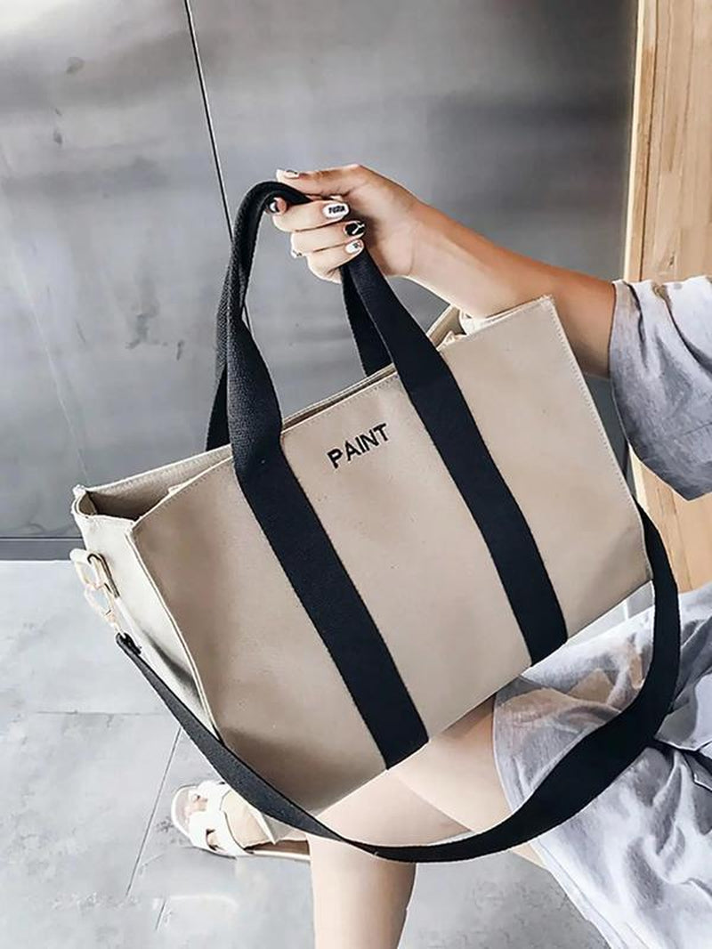 2024 New Style Canvas Tote Bag for School, Tote Bag for Women, Removable Bottom Compartment Work Bags, Large Capacity Oversize Summer Shoulder Crossbody Bag for Daily & Back to School, Fall Outfits, Fall Freshness