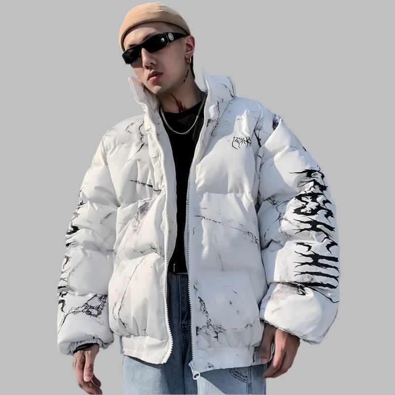 Fashion Winter down Padded Jacket Men Women Cartoon Bear Print Parka Hip Hop Streetwear Winter Thick Warm Jackets Coats Clothes